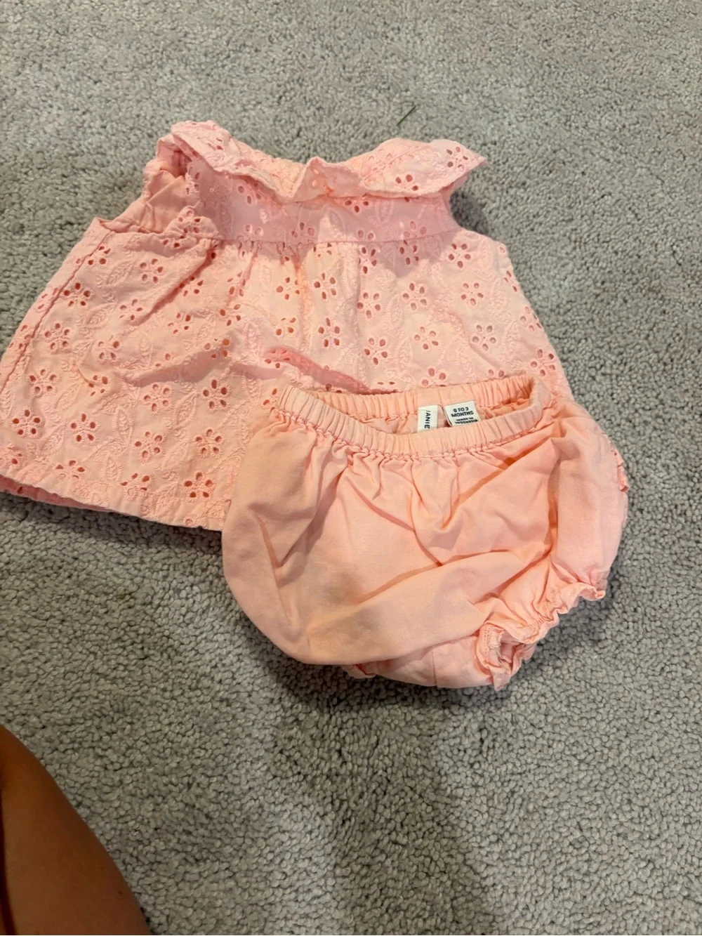 Janie and Jack Peach Pink Eyelet Top with Matching Bloomers